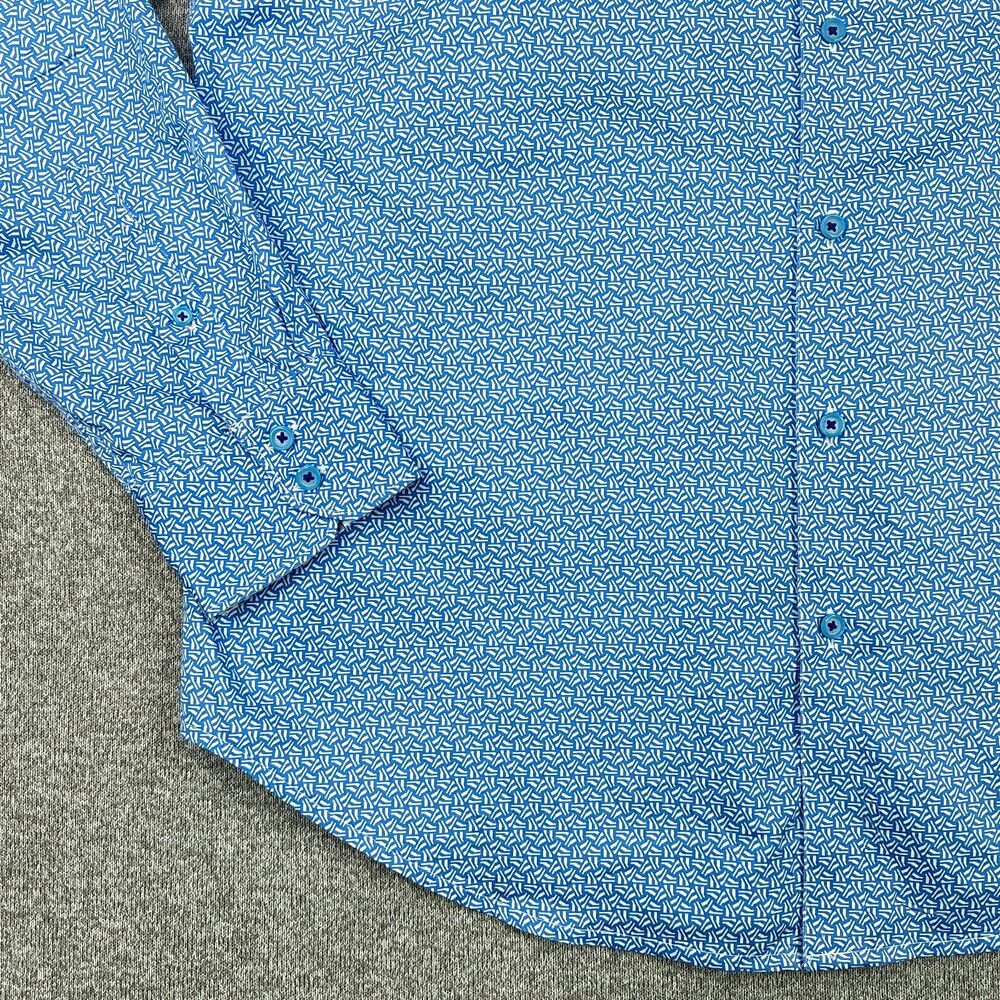 Robert Graham Dress Shirt XL Blue Geometric Print Button Up Long Sleeve Preppy - Picture 4 of 15